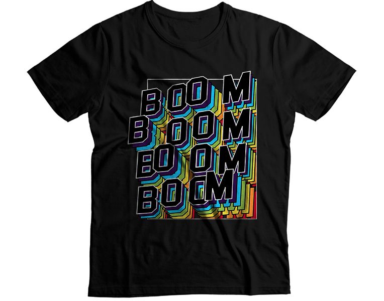 Boom Boom Typography Casual Graphic T-Shirt