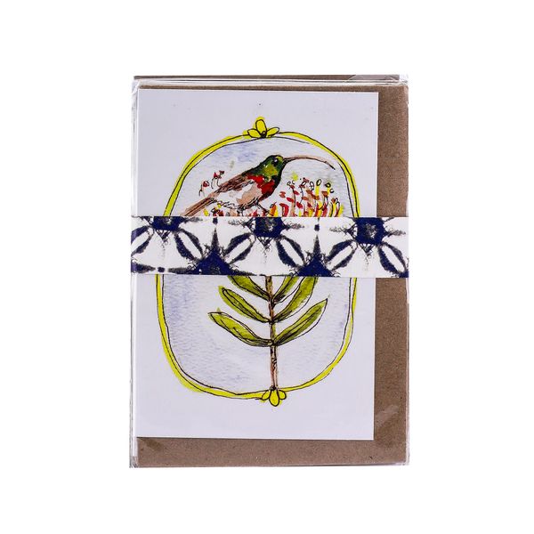 Small Cards with Envelopes - Bird on Protea - Pack of 5
