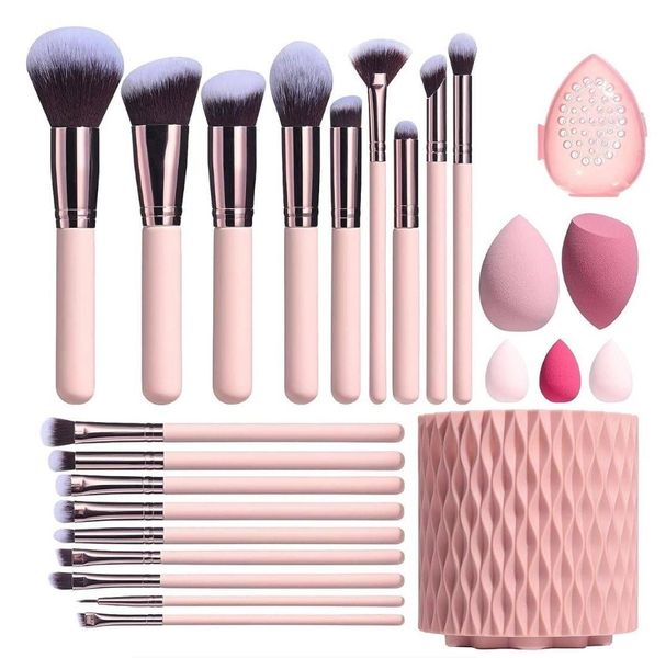Makeup Brushes Set with Swivel Organizer for Foundation Concealer Eyeshadow