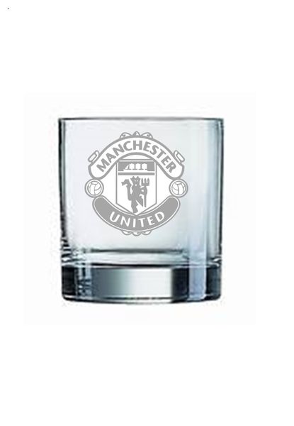 Manchester United Football Club Shield - Etched Whiskey Glass - Set of 2