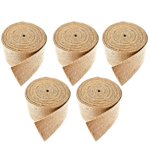 Craft 5pcs Natural Burlap Wired Jute Fabric Ribbon (1m x 10cm) Special
