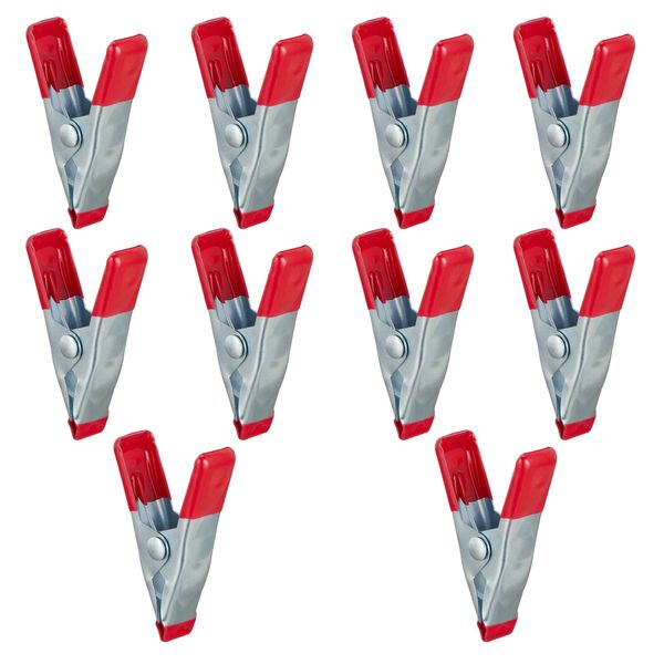 Tool DIY Heavy Duty Tipped Grip Metal Spring Clamp Set of 10 (5.3cm)