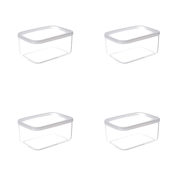 4 Pack Space-Saving Design Food Storage Box 900ml - Transparent
