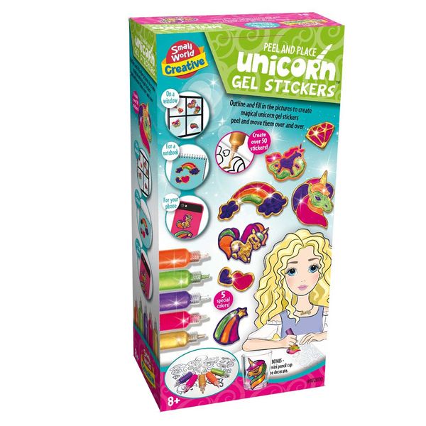 Small World Toys Peel and Place Unicorn Gel Stickers Arts &amp; Crafts Set