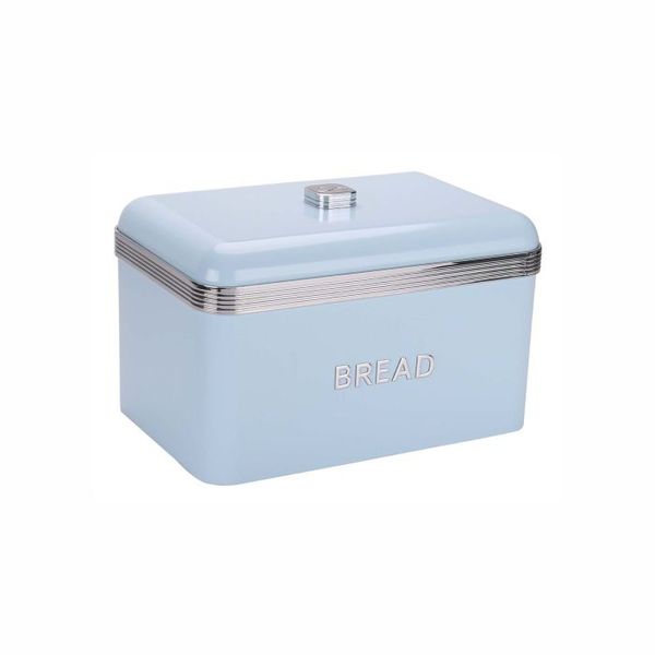 Vintage Three-Piece Canister Set with Bread Bin and Bread Box - Blue