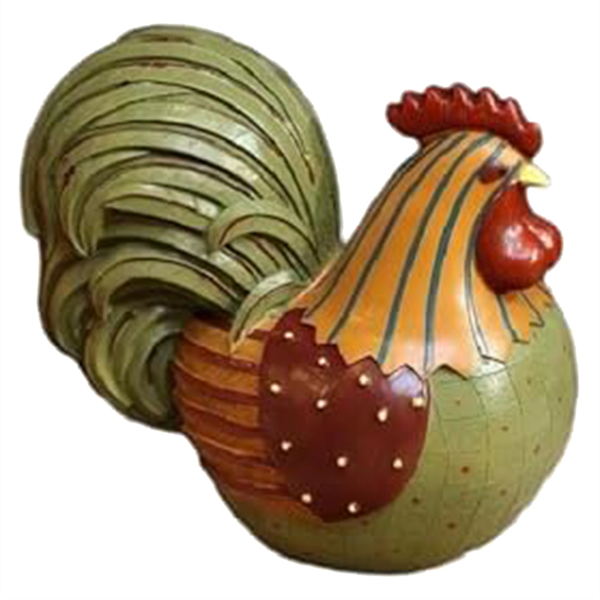 Resin Rooster Statue Cute Animal Sculpture Decoration Green