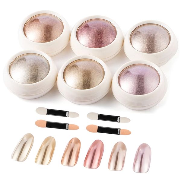 6pcs Holographic Metallic Chrome Powder Set for Nails, Art DIY Decoration