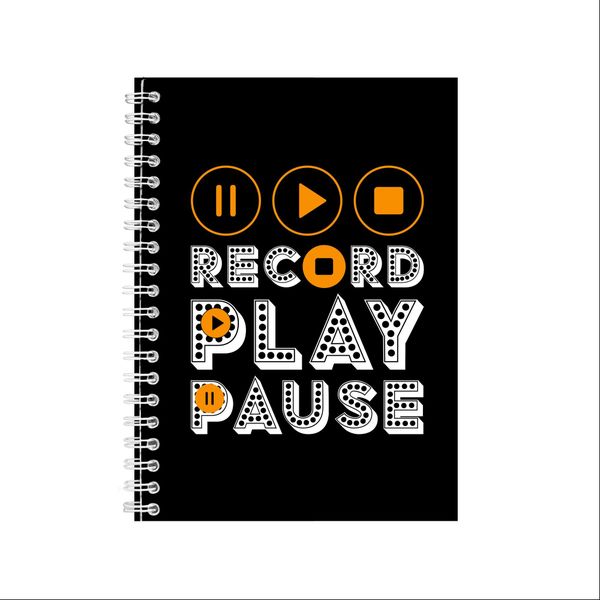 Record Play Pause Notebook Music Gift Idea A5 Notepad 146