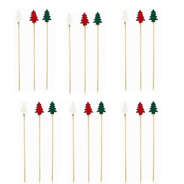 60 bamboo Christmas Tree toothpicks, Cocktail Picks, Decorative Skewers