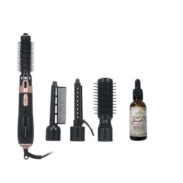 Hot Air comb 4-in-1 Curling/Straight/Dry/Combing&amp; Hair Growth Oil