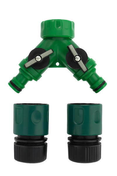 Universal 2 Way Hose Connector and Hose Splitter (3 Piece Set)