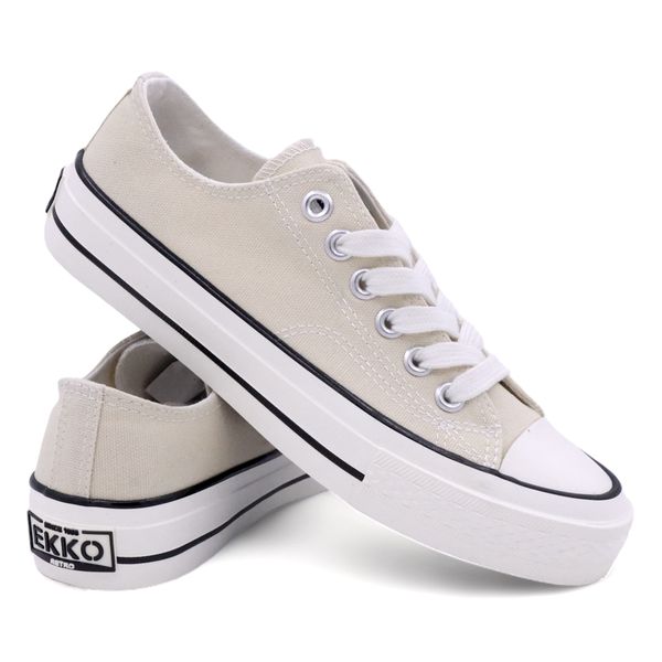 EKKO Retro Ladies Canvas Sneakers Lo - Beige
