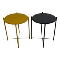 SMTE- Round Occasional Coffee Table Set of 2 - Yellow And Black