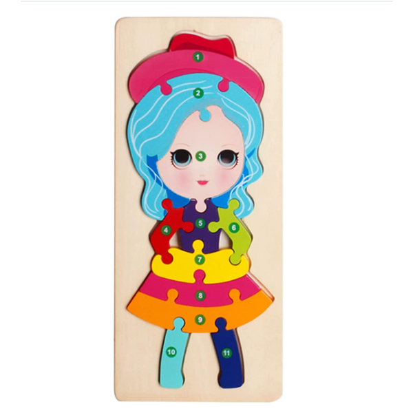 11-Piece Wooden Impostional Jigsaw Imposition Girl Puzzle