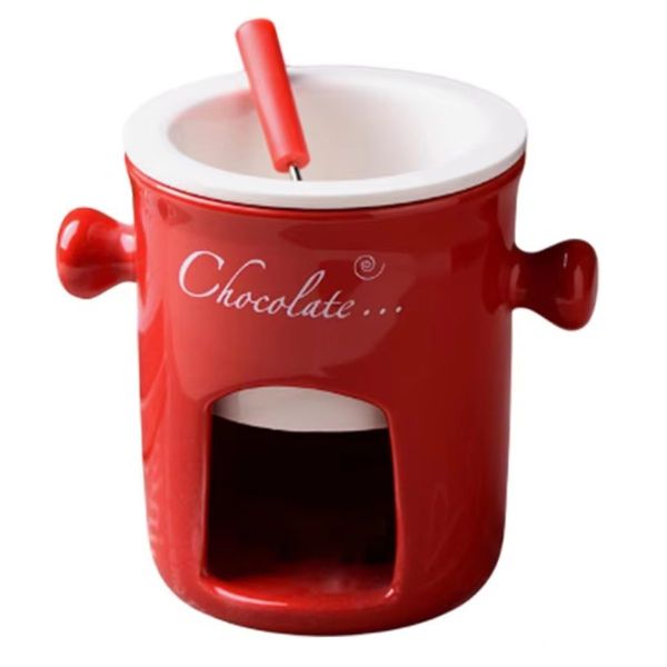 Fondue Mug Ceramic Chocolate Melting Fondue Mugs Red