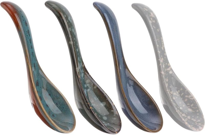 Japanese Style Kiln-change Glaze Porcelain Soup Spoons Home