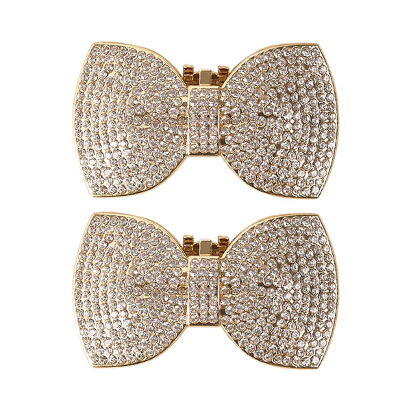 Shining Bow Bow-Knot Bridal Wedding Party Shoes Decorations - Gold
