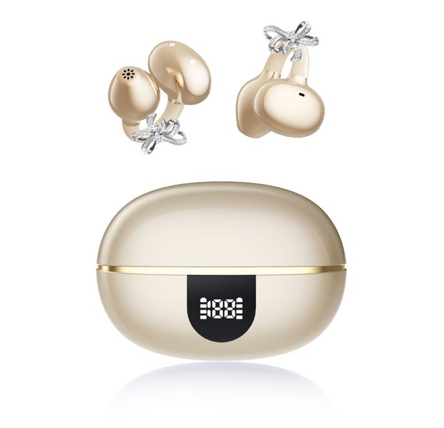 Clip-on Wireless Bluetooth Headphones LED Display Noise Cancellation