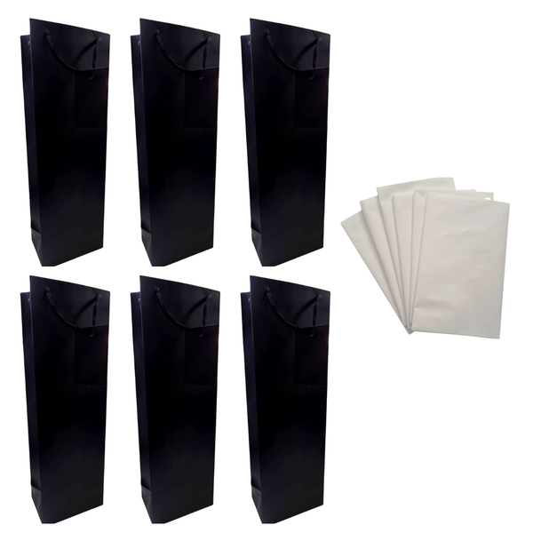B Moore Gift Wrap Solutions Black Wine Gift Bag &amp; Tissue Paper Set