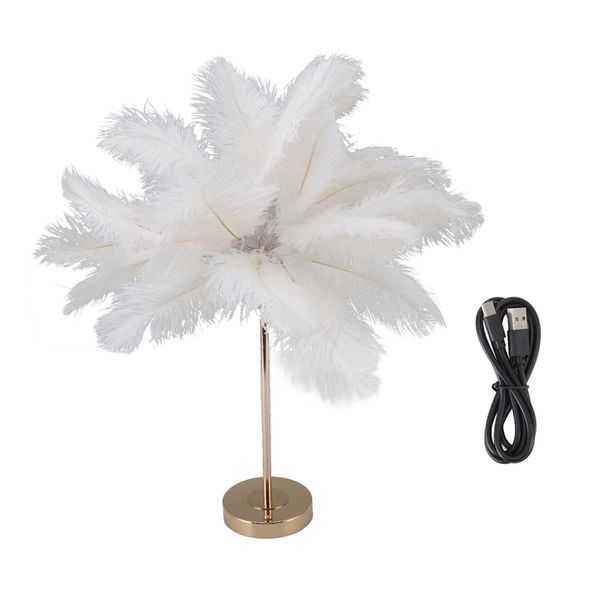 30 - Pcs Feather Table Lamp: 3 - Color Dimming (USB)