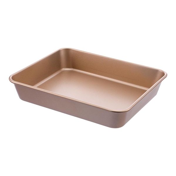 Premium Carbon Steel Rectangular Deep Plate - 28cm - Gold