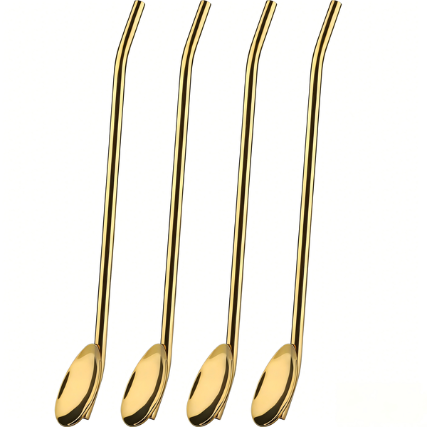 Ice Tea Spoon, Stainless Steel Spoon Straw, 8.5-Inch Bar Spoons Set