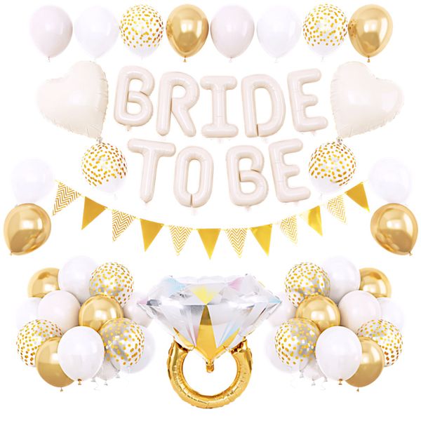 30 Piece - Elegant Bride To Be Bridal Shower Decoration Set - White &amp; Gold