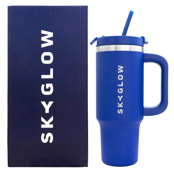 SkyGlow 880ml Leakproof Tumbler with Straw &amp; Handle - Stainless Steel Mug