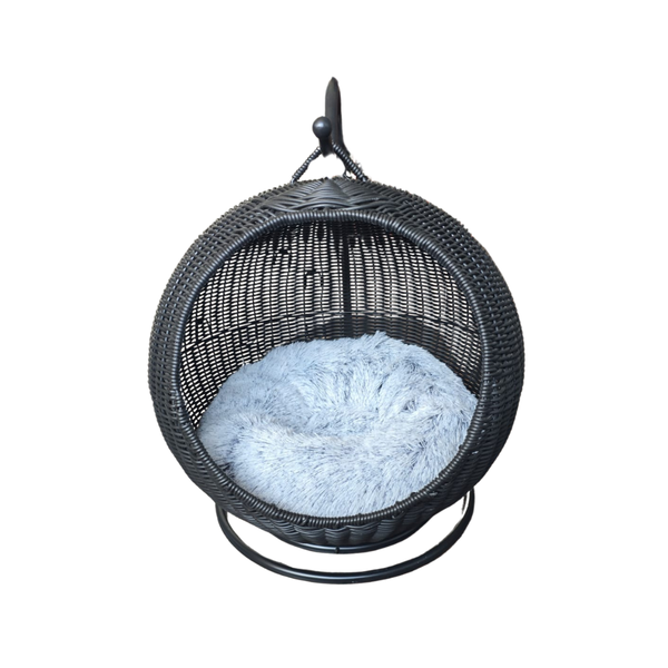 Luxury Swaying Woven Cat Bed with Blush Cushion