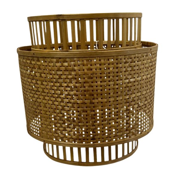 Lamp Duo Bamboo Nested Pendant | Handwoven Cylindrical Light Shades