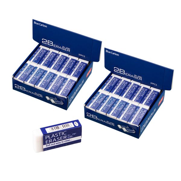 60 Pack Pencil Erasers Latex-Free White Erasers for School Office Drawing
