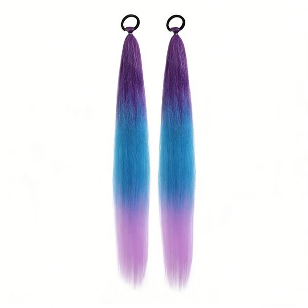 Blue and Purple Gradient Colour Braided Hair 2 Pieces
