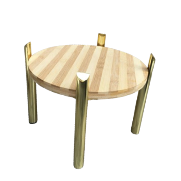 Multipurpose Wood Stand with Gold Stainless Steel Legs