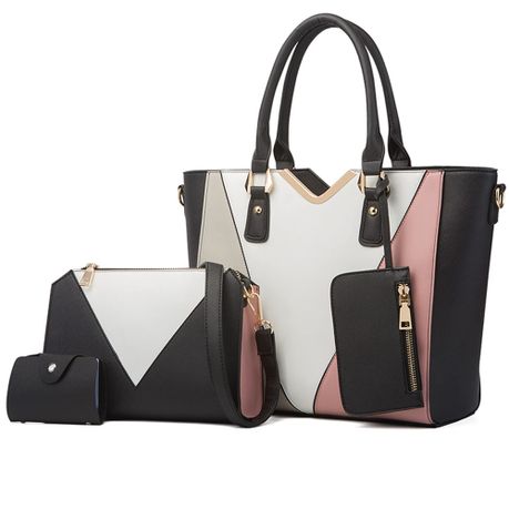 Handbags Fashion Colour Block Shoulder Bag Crossbody 4in1 Large Tote Bag Image