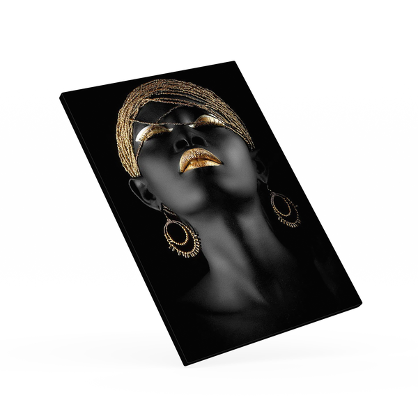 African Art Black and Gold Woman Canvas