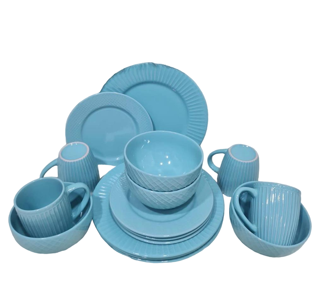 Blue Ceramic Dinnerware Set 16 Piece