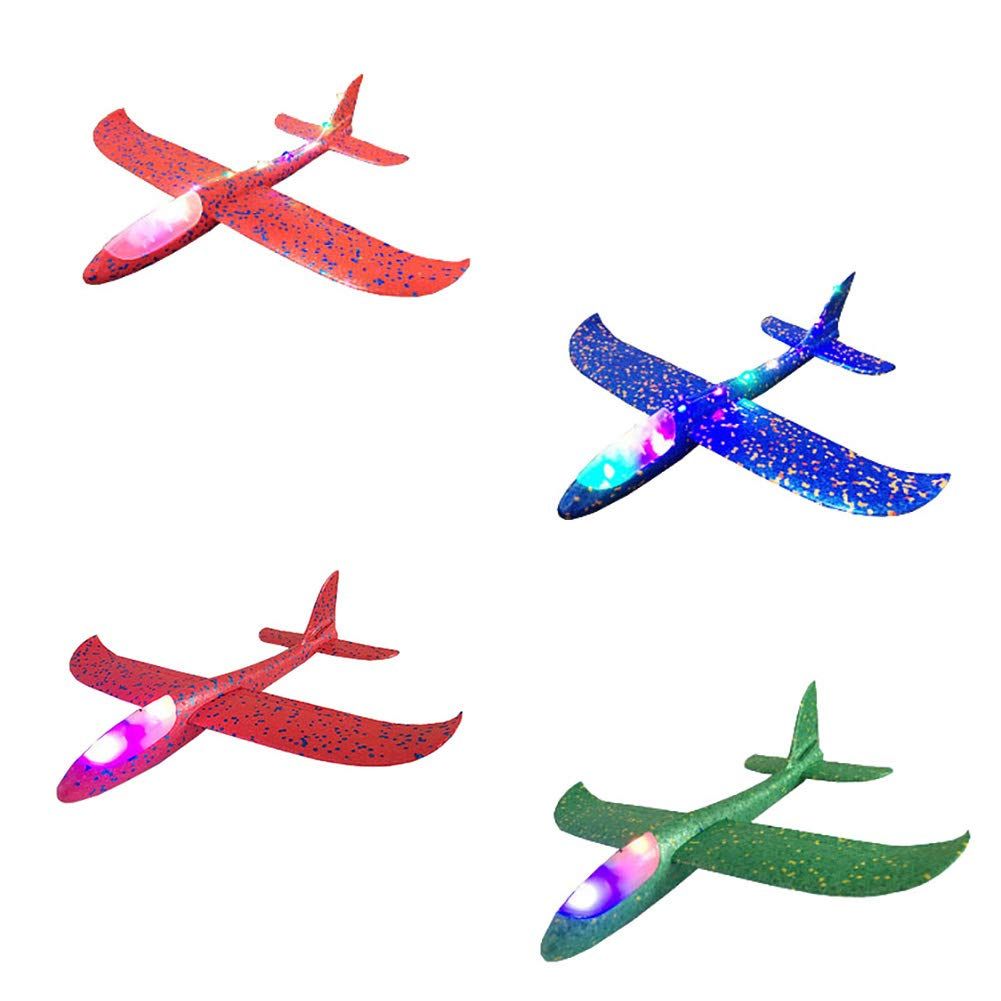 Foam Glider Stunt Launch Airplane Toy Hand Throw Lighted 4 Colour
