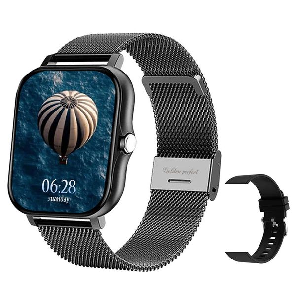 Sleek Men's Golden Perfect Smartwatch: Dual Strap Design &amp;Advanced Features