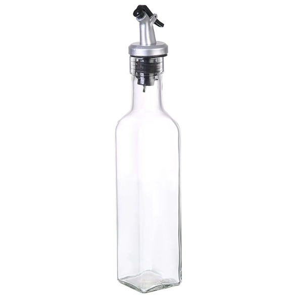 Italian Glass Olive Oil Bottle Dispenser with Dripless Spout, 11.8" (17 oz