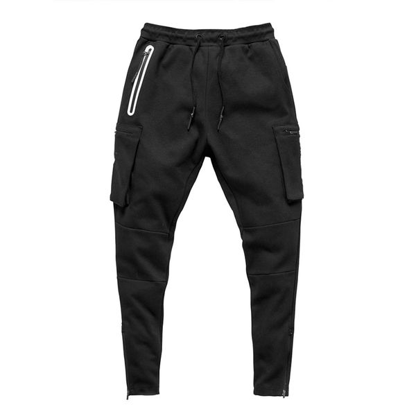 APEY Cargo Pants Men's Athletic Pocket Joggers Running Pants - Thin- Black