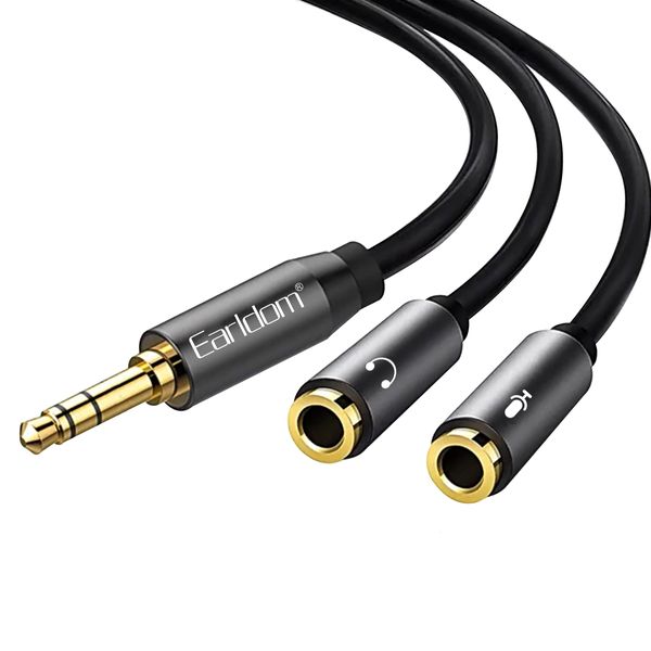 3.5mm Male to 2-Female 3.5mm Headphone Mic Splitter Audio Cable AUX202-20cm
