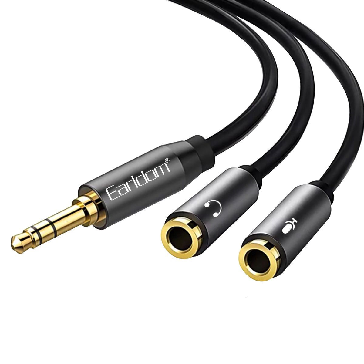 3.5mm Male to 2-Female 3.5mm Headphone Mic Splitter Audio Cable AUX202 ...