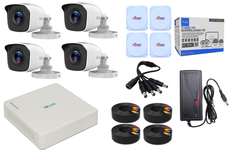 HiLook 4CH CCTV Kit with 2MP Cameras, 20m Cables &amp; Junction Boxes
