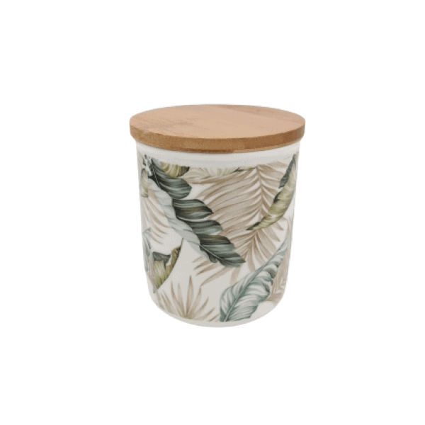 Abstract Ceramic Airtight Canister with Wooden Lid
