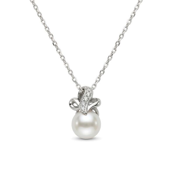 Morrisons La Vie Sterling Silver Cultured Pearl Diamond Pendant &amp; Chain