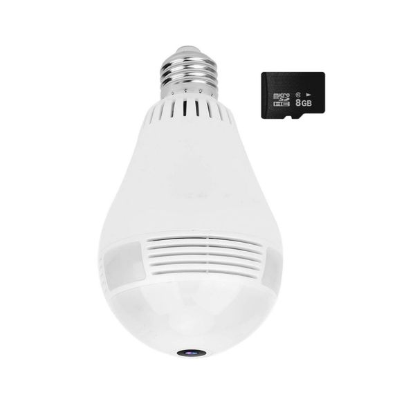 360 Degree Panoramic Bulb Shaped Surveillance Camera &amp; 8Gb Sd Card