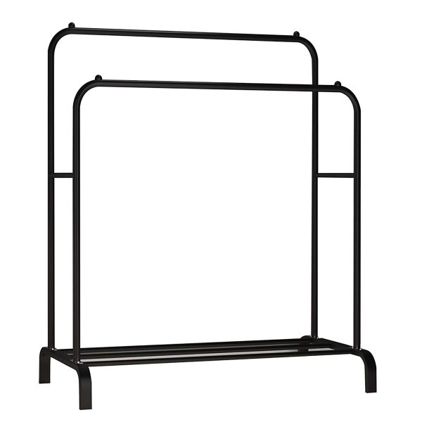 Double Rail Clothes &amp; Shoes Storage Rack - Black