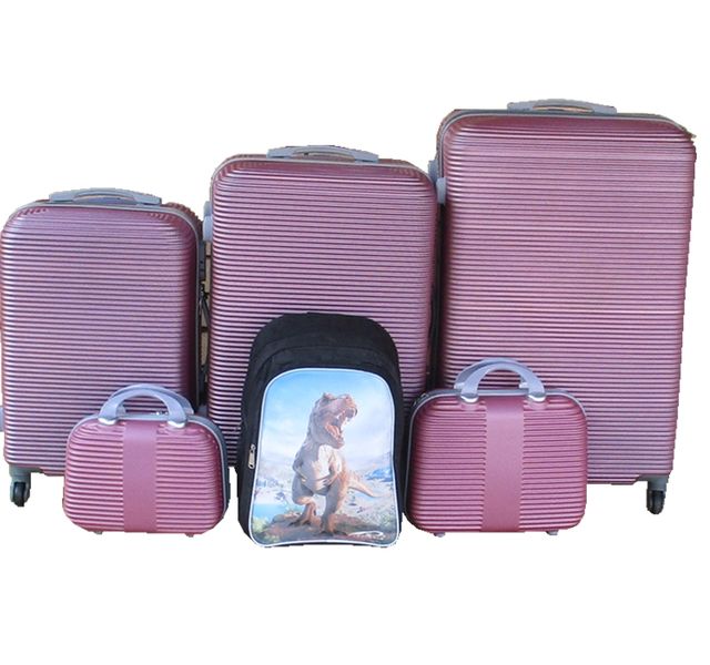5-Piece Pink Hard-Shell Luggage Set + Kids Dinosaur Backpack