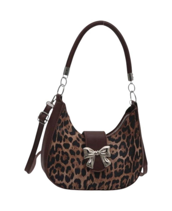 Convertible Shoulder Bag With Detachable Strap & Bow Detail - Brown