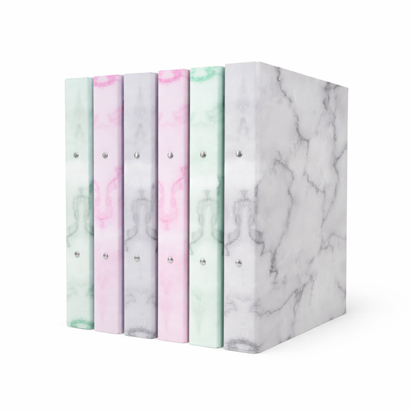 Marble Design A4 Ring Binder Files - Pastel Set of 6